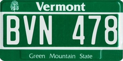 VT license plate BVN478