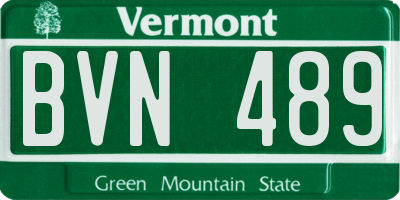 VT license plate BVN489