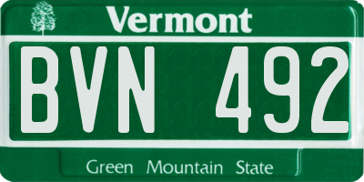 VT license plate BVN492