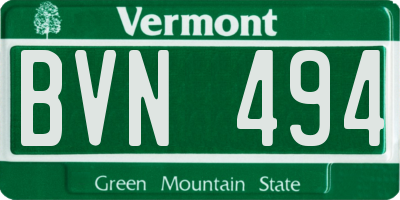 VT license plate BVN494