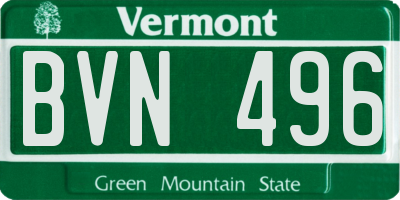 VT license plate BVN496