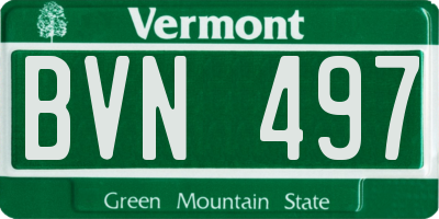 VT license plate BVN497