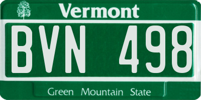 VT license plate BVN498