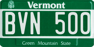 VT license plate BVN500