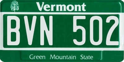 VT license plate BVN502