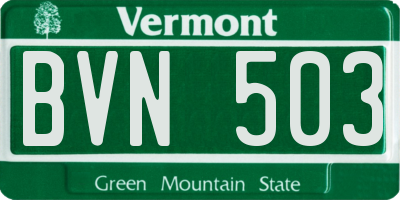 VT license plate BVN503