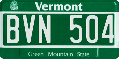 VT license plate BVN504
