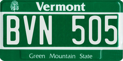 VT license plate BVN505
