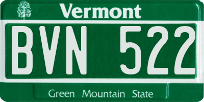 VT license plate BVN522