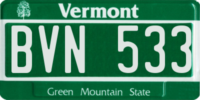 VT license plate BVN533