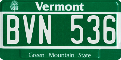 VT license plate BVN536