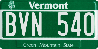 VT license plate BVN540
