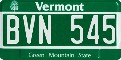 VT license plate BVN545