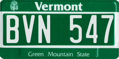 VT license plate BVN547