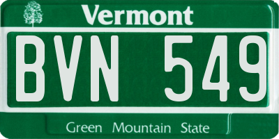 VT license plate BVN549
