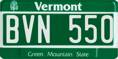 VT license plate BVN550