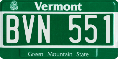 VT license plate BVN551