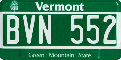 VT license plate BVN552