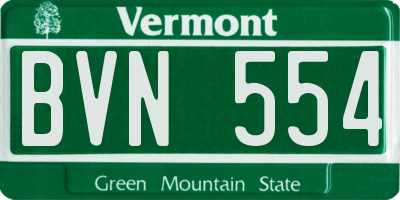 VT license plate BVN554