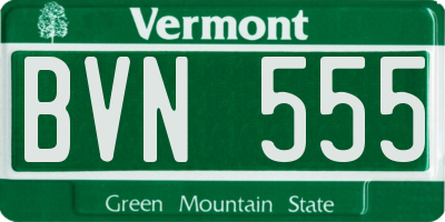 VT license plate BVN555