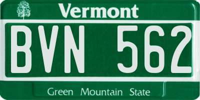 VT license plate BVN562