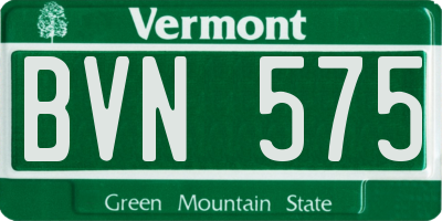 VT license plate BVN575