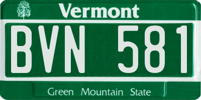 VT license plate BVN581