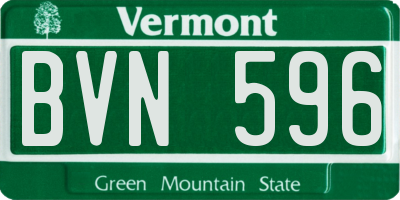 VT license plate BVN596