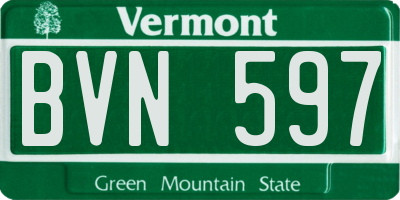 VT license plate BVN597
