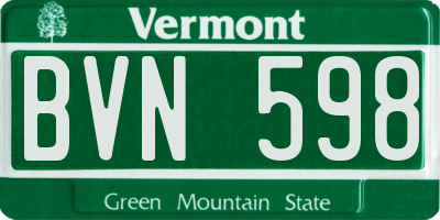 VT license plate BVN598