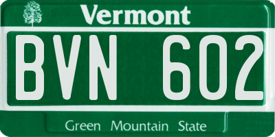 VT license plate BVN602