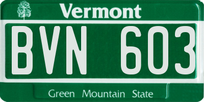 VT license plate BVN603