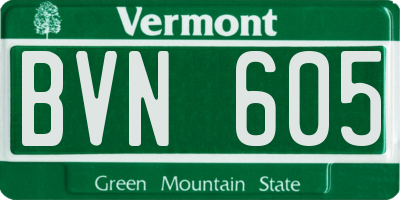VT license plate BVN605