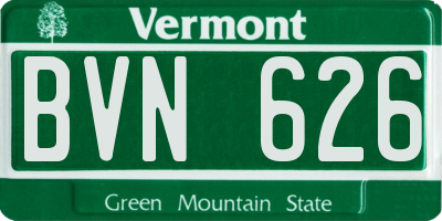 VT license plate BVN626