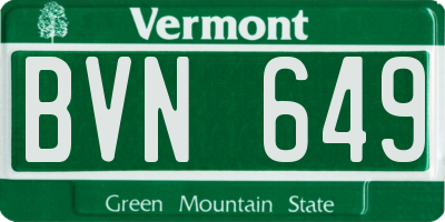 VT license plate BVN649