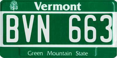 VT license plate BVN663