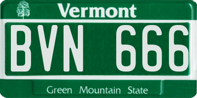 VT license plate BVN666
