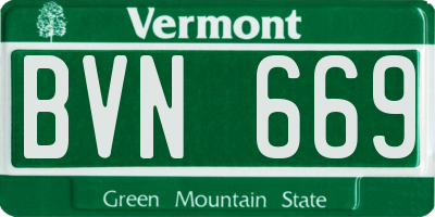 VT license plate BVN669