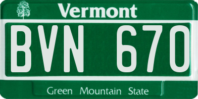 VT license plate BVN670