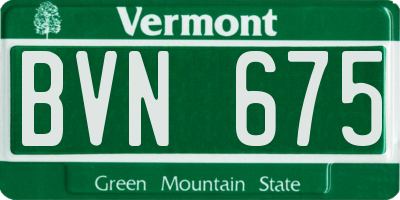 VT license plate BVN675