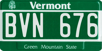 VT license plate BVN676