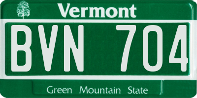 VT license plate BVN704