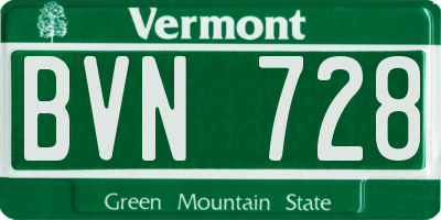 VT license plate BVN728
