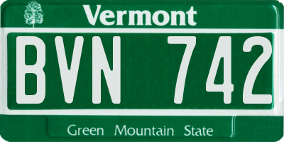 VT license plate BVN742