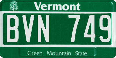 VT license plate BVN749