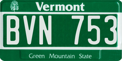VT license plate BVN753