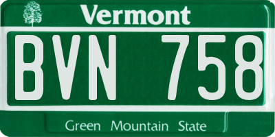 VT license plate BVN758