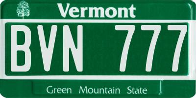 VT license plate BVN777