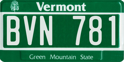 VT license plate BVN781