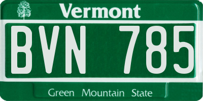 VT license plate BVN785